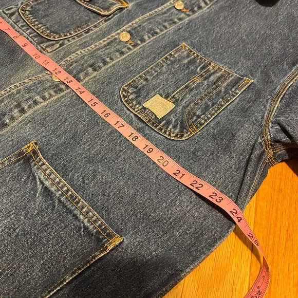 Vtg Ralph Lauren Country Denim Jacket Workwear Chore Coat Med Blue Distressed - Picture 13 of 14